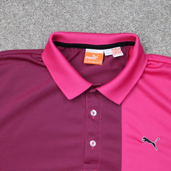Puma Polo Shirt Mens XL Pink 2 tone Golf New Wave Short Sleeve Pullover - Picture 6 of 13